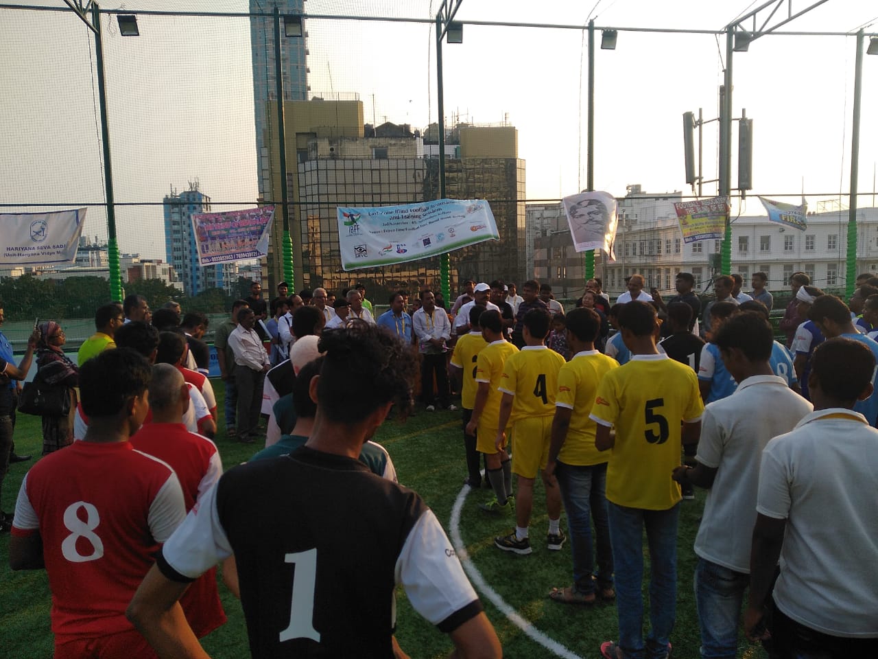 All teams line up on East Zone Blind Football Tournament, Kolkata